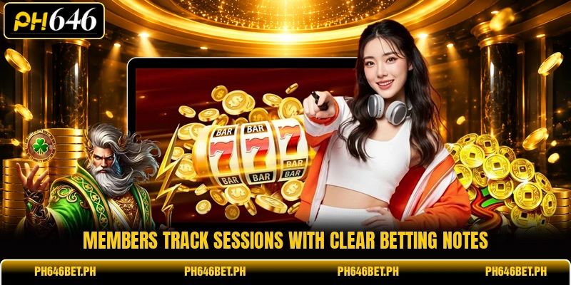 Members track sessions with clear betting notes