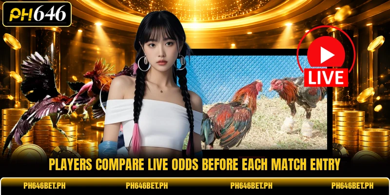 Players compare live odds before each match entry
