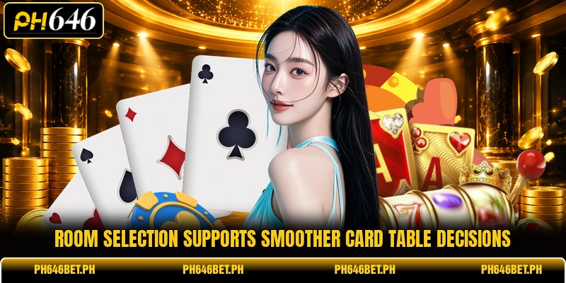 Room selection supports smoother card table decisions